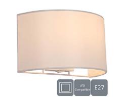 Harper Living 1 x E27/ES Applique murale avec interrupteur, couleur ivoire semi-circulaire en tissu, convient pour mise Ã niveau LED, idÃ©al pour chambre Ã coucher, salon, couloir, hÃ´tel, hÃ´tel