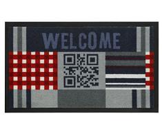 HMT Paillasson Welcome Gris Modèle Mondial 75 x 45 x 0,5 cm