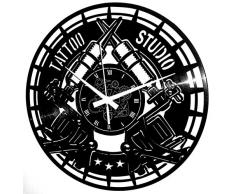 Instant Karma Clocks Horloge Murale en Vinyle Vintage Handmade Tatouage Tribal Magasin Studio Tatouage