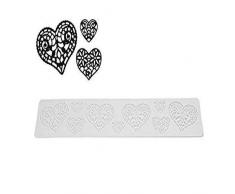 Wonder Cakes by Silikomart 23.091.87.0196 Tapis en Silicone pour Dentelles en Sucre avec Motif en ThÃ¨me Coeurs, Blanc, 3,5 x 13,5 x 13 cm