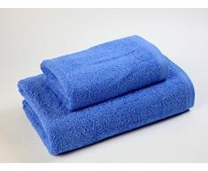 EL DRAGON BLANCO Pack Lavabo avec Serviette de Bain (50X100 ; 100X150) Bleu Moyen