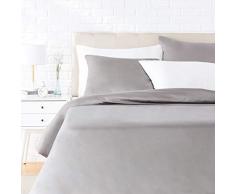 AmazonBasics Parure de lit avec housse de couette en satin, 200 x 200 cm / 65 x 65 cm x 2, Gris foncÃ©