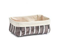 Zeller 2058005 Panier à Pain avec Sac en Toile/Chromé Argent 33 x 24 x 13 cm