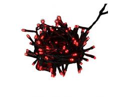 E=M6 5EEX333RO Guirlande 100 LED Fil Vert, Plastique, Rouge