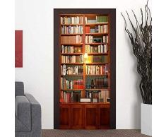 Wallflexi Porte Vintage Bibliothèque Décoration Murale Stickers muraux Salon Chambre denfant Restaurant Hôtel Café Bureau Décor Amovible Autocollant Stickers, Vinyle, Multicolore, 200 x 88 x 0.03 cm