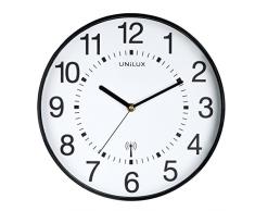 Unillux Wave Pendule de bureau Système Quartz Radio-pilotée et Lisible jusquà 35 m à 30 cm Noir