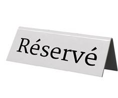 SECURIT Tableau Noir de Table en Plastique réservation française, Lot de 5 Pieds Blanc