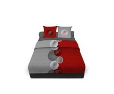 Soleil docre Luna lit, Parure de Drap, Coton, Rouge, 240 x 300 cm