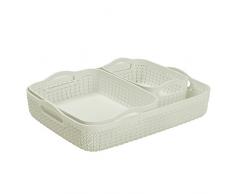 CURVER Plateau Knit A4Â A5Â A6, Plastique, crÃ¨me, 35Â x 27Â cm, Lot de 3Â unitÃ©s