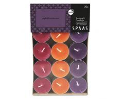 Spaas 30 Bougies Chauffe-Plat parfumÃ©es Coloris Assortis Cire de Paraffine, Tasse en Aluminium Aubergine, D 39 mm x H 16 mm