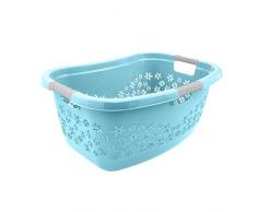 keeeper Panier à Linge Ergonomique avec Design Ajouré, Poignées Antidérapantes, 50 L, Lasse, Bleu Clair