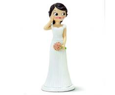 Mopec Figurine gÃ¢teau de mariÃ©e main sur la joue, blanc, 21 cm