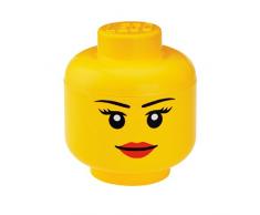 Lego - Tête de Rangement Iconique - Boîte de Rangement empilable -Fille - Jaune - 2,0 L - Taille: S