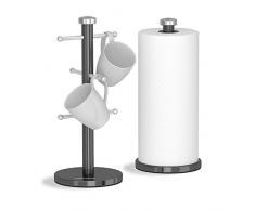 Morphy Richards Accents, Tasse Arbre et Serviette, Lot de 6 pÃ´les rÃ©versibles en Acier Inoxydable, S/Acier, de, Noir, 15 x 15 x 34.5 cm