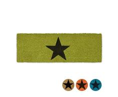 Relaxdays Paillasson STERN fibres de coco antidÃ©rapant porte entrÃ©e tapis intÃ©rieur extÃ©rieur HxlxP 1,5 x 75 x 25 cm Ã©toile, vert, 80 x 150 cm