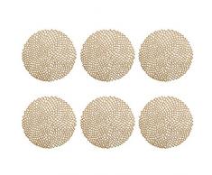 Zeller Lot de 6 Sets de Table Ronds en PVC Doré