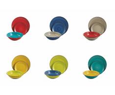 Villa dEste Bi Baita Service de 18 Assiettes en grÃ¨s Multicolore, 27 x 27 x 2 cm
