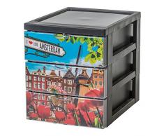 Iris Ohyama, étagère de bureau design 3 tiroirs - Style Chest - SCF-A5, plastique, thème Amsterdam, 6 L, 19,1 x 25,8 x 22 cm