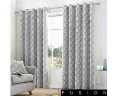 Fusion Brooklyn Housses de Coussin et Rideaux 100% Coton, 100% Coton, Doublure: 52% Polyester/48% Coton, Gris, Curtains: 66 Width x 90 Drop (168 x 229cm)