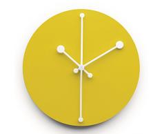Alessi ABI11 Y Horloge Murale, Acier Inoxydable, Jaune, 9 x 0,86 x 18 cm