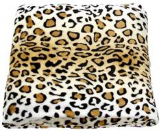 Comptoir du Linge cplleo15 Plaid Imprimé Répétitif Léopard Microfibre/Polyester Ecru 200 x 150 x 1 cm