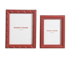 Comptoir de Famille 161920 Cadres Photos Palatine, Lot de 2, Paulownia, Rouge, 25x25x25 cm