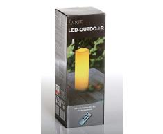 Flower Power LED Outdoor Bougie, plastique, 10 x 30 CM, crème 9204