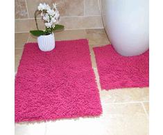Tonys Textiles Lot de 2 Tapis de Bain - 100% Coton tuftÃ© - rÃ©sistant - Rose Fuchsia