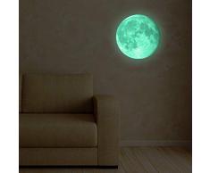 Walplus 30x30 cm Mural Autocollants Glow IN Dark Moon Amovible Auto-AdhÃ©sif Mural Art Stickers Vinyle Maison DÃ©coration DIY Salon Chambre Bureau DÃ©cor Peint Enfants Chambre Cadeau, Multicolore