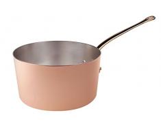 Pentole Agnelli Casserole Haute de cuivre étamé avec 1 Manche 22 cm