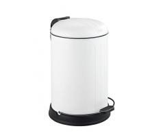 WENKO 22157100 Poubelle Ã PÃ©dale Lagun Easy Close, 12 Litres, Acier Inoxydable, Blanc, 28 x 43,5 x 33 cm