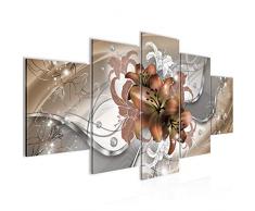 Tableau decoration murale Lys de Fleurs - XXL Impression sur Toile Salon Appartment 5 Parties - prÃªt Ã accrocher - 016253b