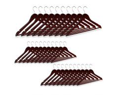 Relaxdays 10026475_93 Cintres en Bois Manteaux Pantalons Robes vÃªtements 30 piÃ¨ces Crochet Rotatif 360Â°, Brun, mÃ©tal, Marron, 22,5 x 44,5 x 1cm