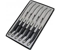 Pradel Excellence 7209G-6NT Boîte de 6 Couteaux Laguiole de Table, Acier Inoxydable, Gris marbré, 25,7 x 15,7 x 1,5 cm