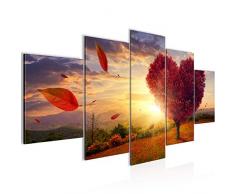 Tableau decoration murale Coeur darbre dautomne - XXL Impression sur Toile Salon Appartment 5 Parties - prÃªt Ã accrocher - 605853a