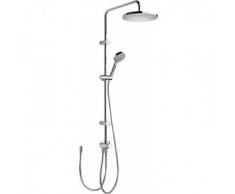 Trois robinetterie 161214 Kit Barre de Douche anticalcárea siège sur rail sur leur support mural douchette fixe ø 250 mm Douche mobile massage de 100 mm 5 positions (). Flexible SATIN. Adaptable aux mitigeurs à double sortie et bañoducha.