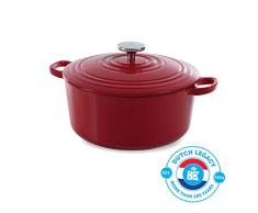 BK Cookware Cocotte en Fonte Ãmaillée avec Couvercle 28 cm, Dutch Oven, Casserole Induction Ronde 6.7 Litres, Tous Feux, Chilli Rouge