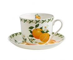 Maxwell & Williams pb8110Â Orchard Fruits Petit DÃ©jeuner Tasse avec Soucoupe Orange, BoÃ®te Cadeau, Porcelaine, Multicolore