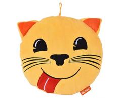 Innova Y08593 Coussin avec Emplacement Photo Emoji Chat, SuÃ©dine, Jaune/Rouge/Noir/Blanc, 30 x 30 x 6 cm