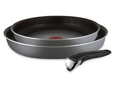 Lagostina 010249600003 Batterie de Casseroles, Aluminium, Noir, 3 PiÃ¨ces