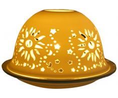 Him DL0087 Soleil (Sun) -photophore en Porcelaine, Blanc CassÃ©, 12x12x8 cm