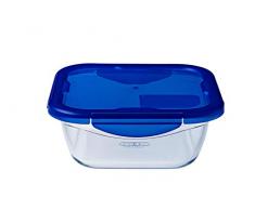 Pyrex - Cook & go - Boîte Carrée en Verre avec Couvercle Hermétique et étanche à 21 cm - Cuisinez au Four, Conservez et Emportez