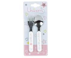 FUN HOUSE 005686 Licorne Set de Couvert Comprenant 1 Fourchette et 1 cuillère pour Enfant