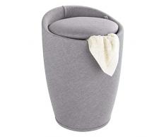 Wenko 22836100 Candy Tabouret de salle de bain Aspect Lin Gris Clair 36 x 36 x 50,5 cm