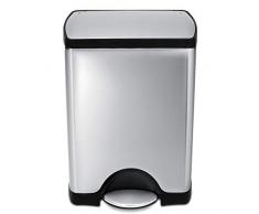 simplehuman, poubelle rectangulaire à pédale, acier inoxydable brossé, 30 litres