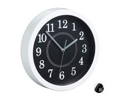 Relaxdays 10024285_49 Horloge Murale Ronde, 20 cm, Petite Pendule Ã accrocher au Mur, Design Classique, Piles, Blanche, Plastique, mÃ©tal, Blanc, One size