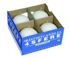 Cereria de Giorgio risthò Bougies Boule, Cire, Blanc, 8 x 8 x 8 cm, 4 unités