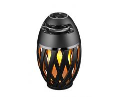 Lexibook Decotech Enceinte Bluetooth StÃ©rÃ©o effet Flamme LED - usage intÃ©rieur et extÃ©rieur - sans fil - batterie rechargeable - noir/jaune - BTL075