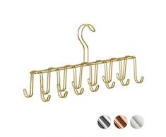 Relaxdays 10026606_259 Ceintures Porte-Cravates Foulard Cintre en mÃ©tal Organiseur Armoire 14 Crochets Place, dorÃ©, Fer, Or, 17 x 36 x 9,5cm