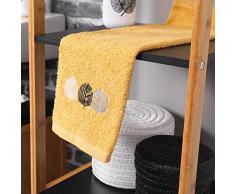 douceur dintérieur serviette invite 30x50 cm eponge brodee fougerys jaune